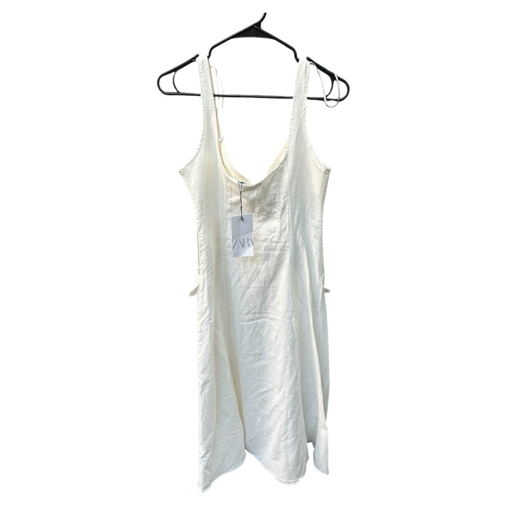 NWT Zara Woman's Textured Dress Off-White - Picture 3 of 10